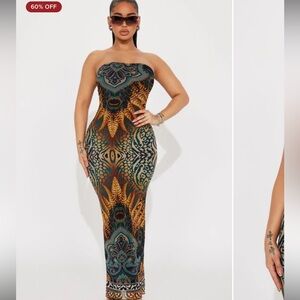 Elegant Patterned Maxi Dress - Multicolor